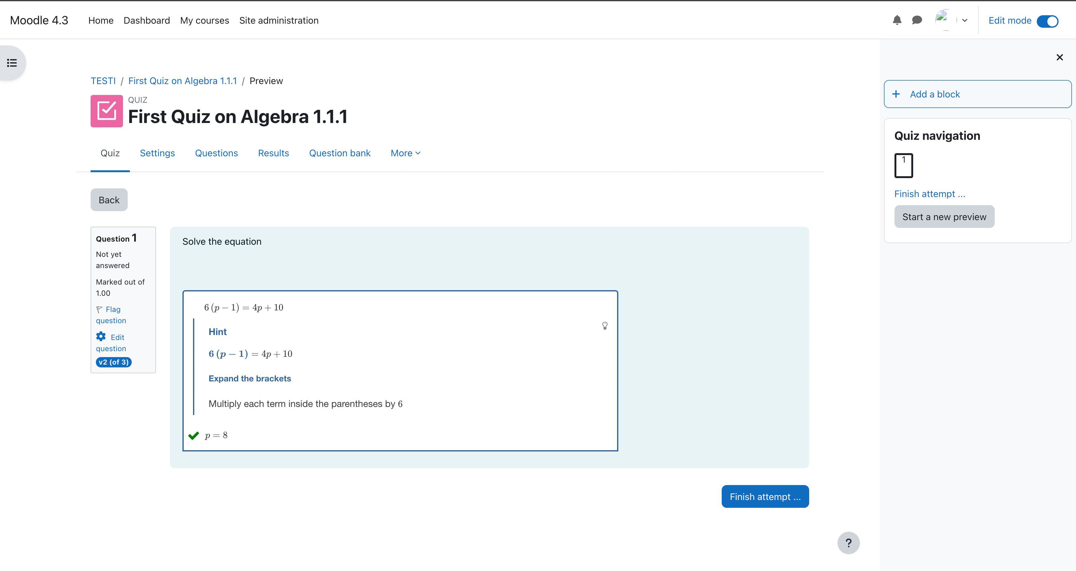 Testing the Exercise